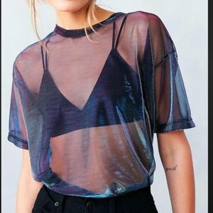 URBAN OUTFITTERS Shiny Sheer Mesh Top